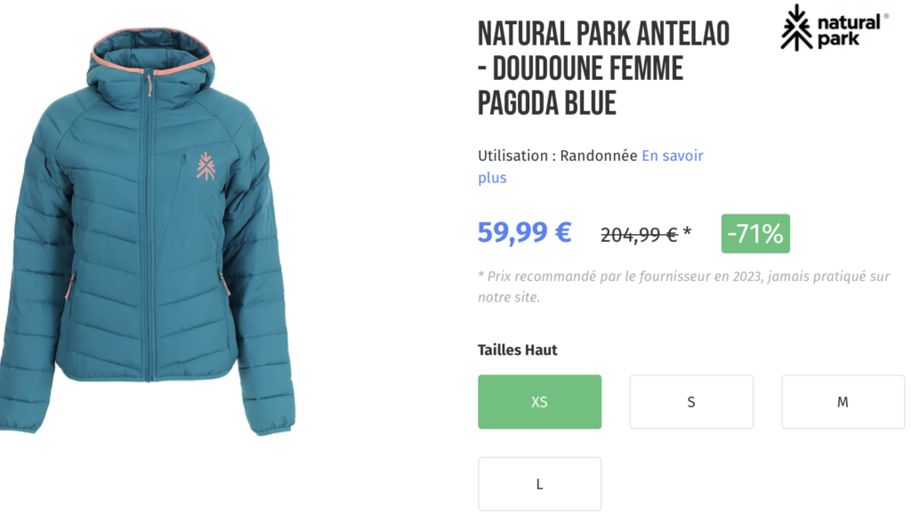 NATURAL PARK ANTELAO - DOUDOUNE FEMME PAGODA BLUE