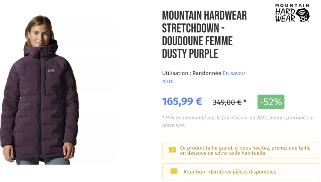 MOUNTAIN HARDWEAR STRETCHDOWN - DOUDOUNE FEMME DUSTY PURPLE