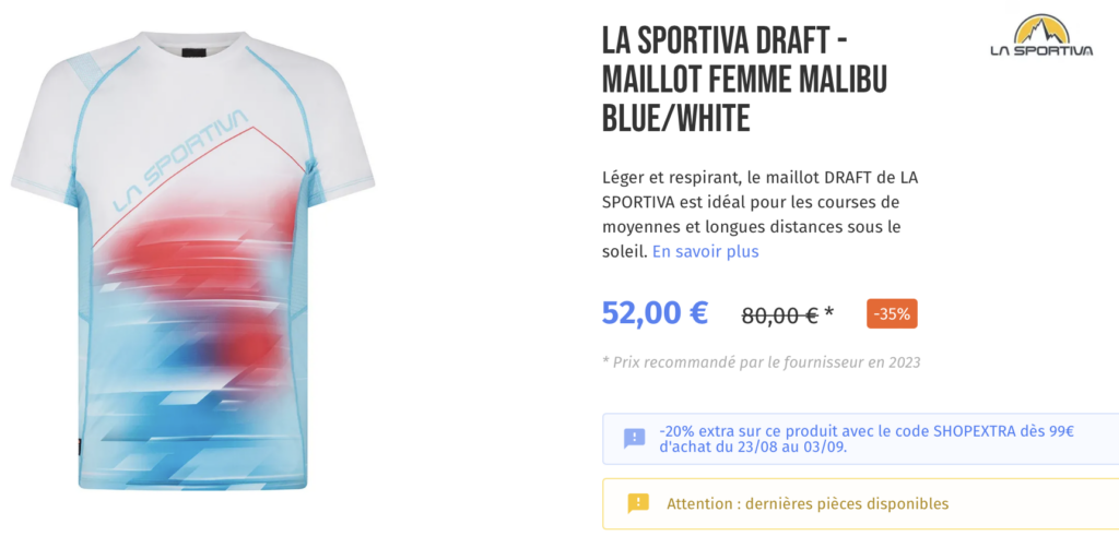 LA SPORTIVA DRAFT - MAILLOT FEMME MALIBU BLUE/WHITE