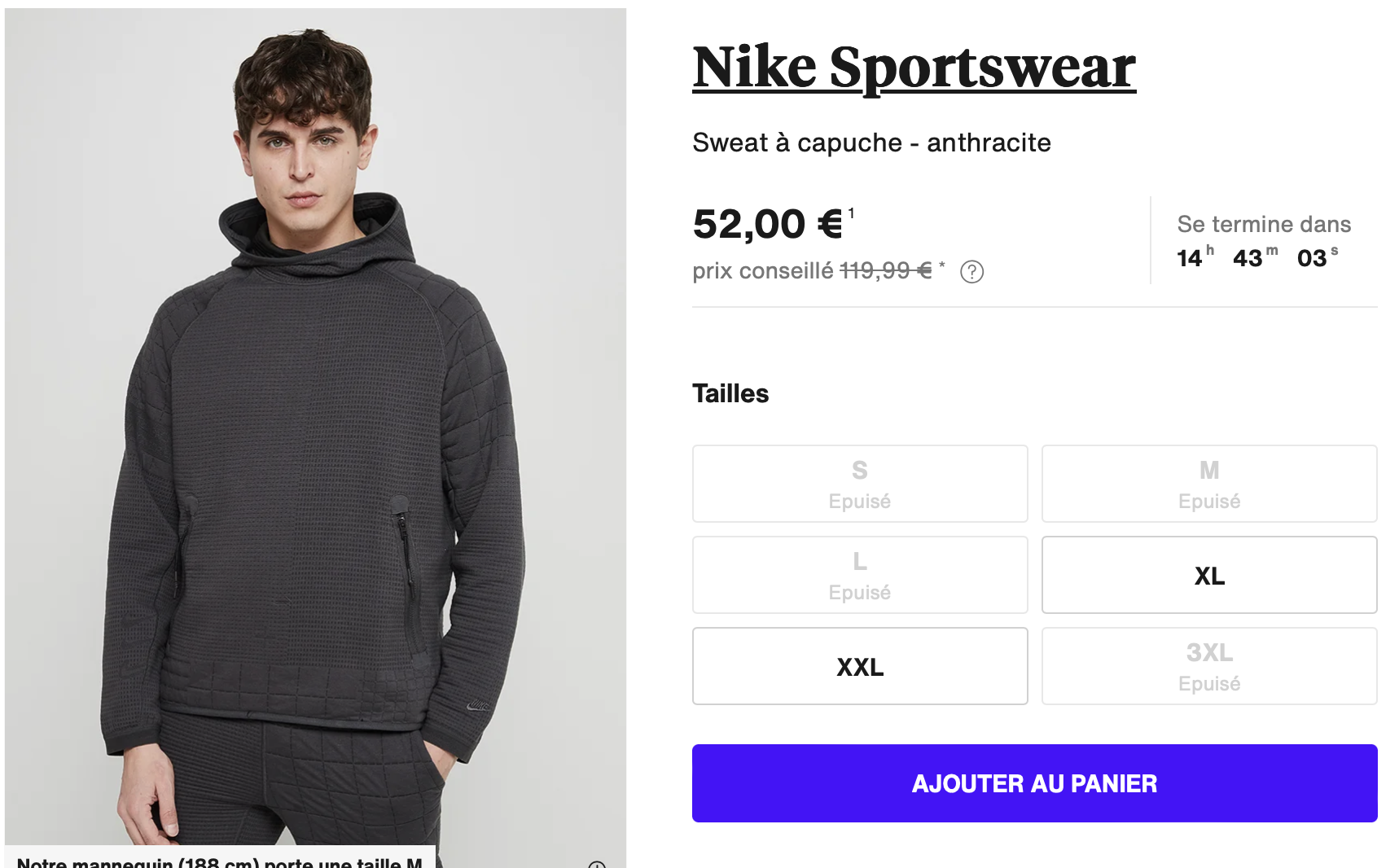 Sweat à capuche - anthracite