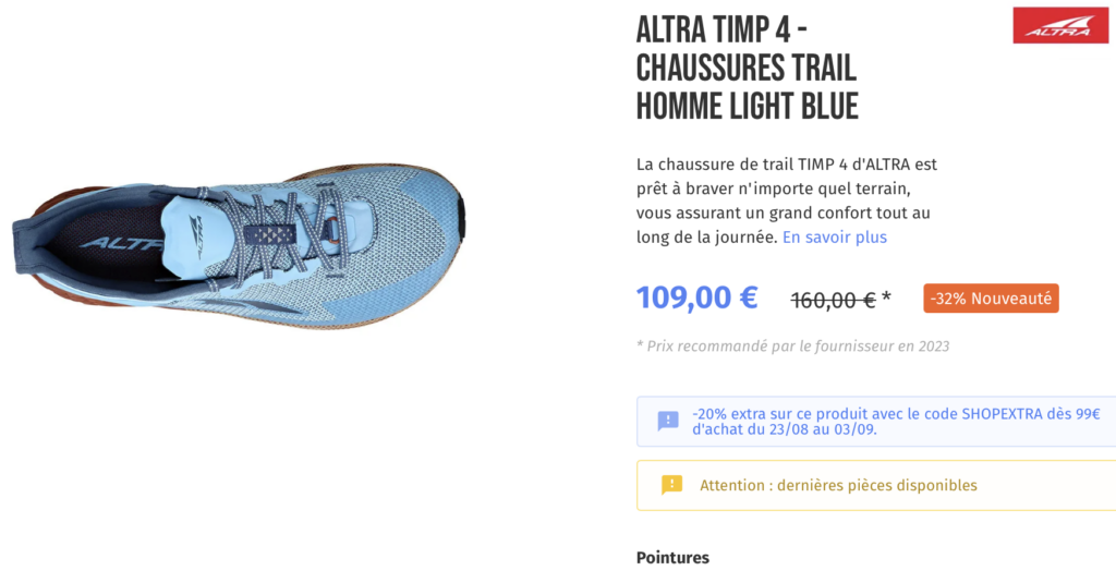 ALTRA TIMP 4 - CHAUSSURES TRAIL HOMME LIGHT BLUE