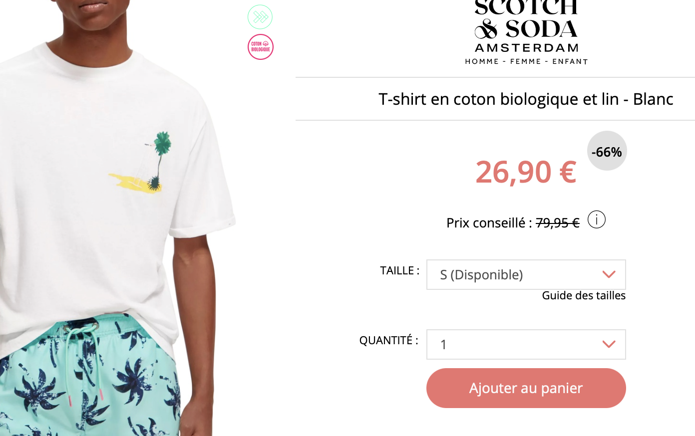 T-shirt en coton biologique et lin - Blanc