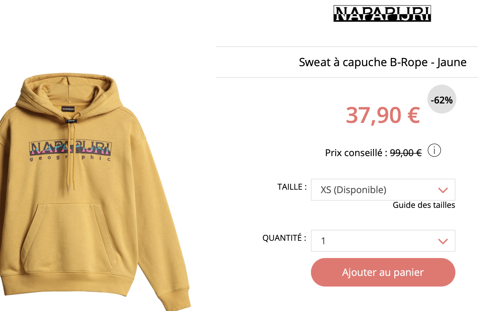 Napapijri Sweat à capuche B-Rope - Jaune