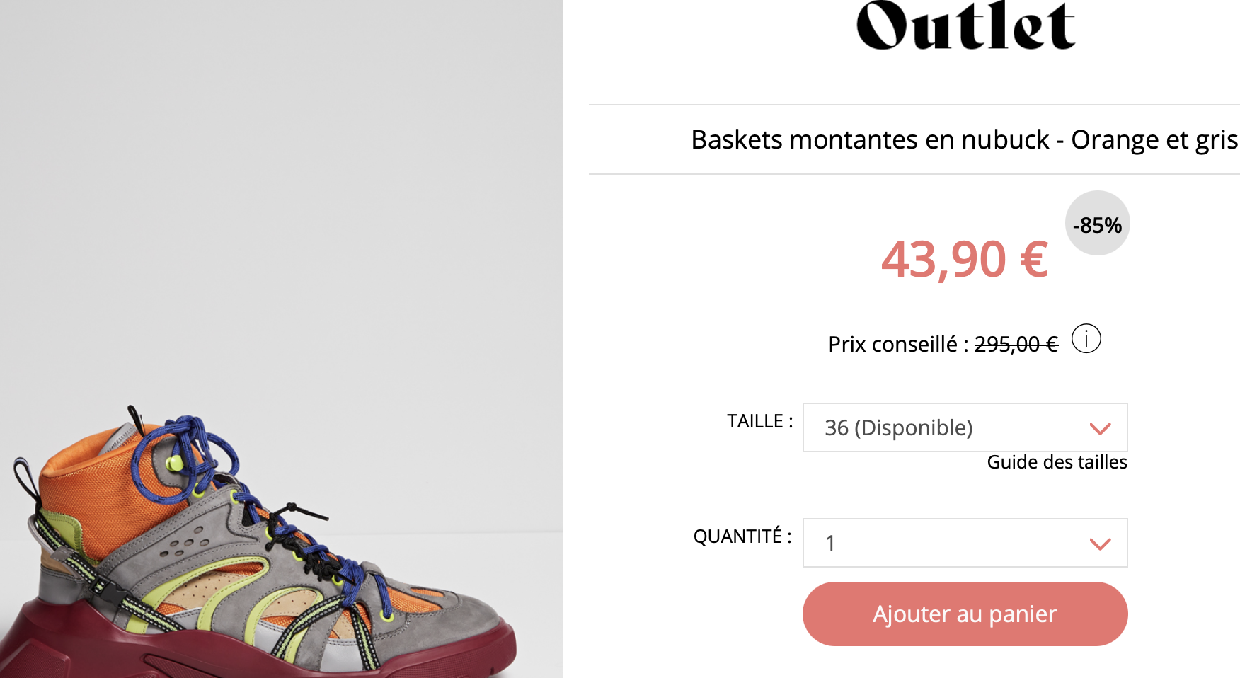 Alexander McQ Baskets montantes en nubuck - Orange et gris