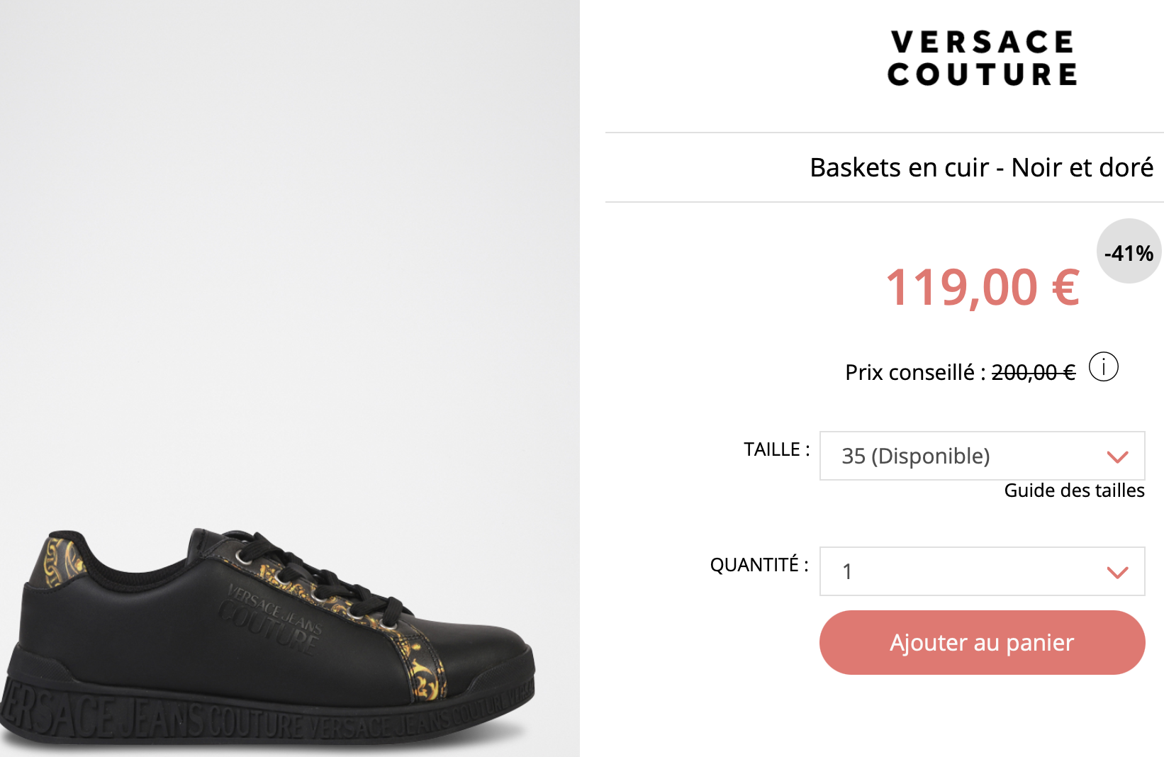 versace Baskets en cuir - Noir et doré