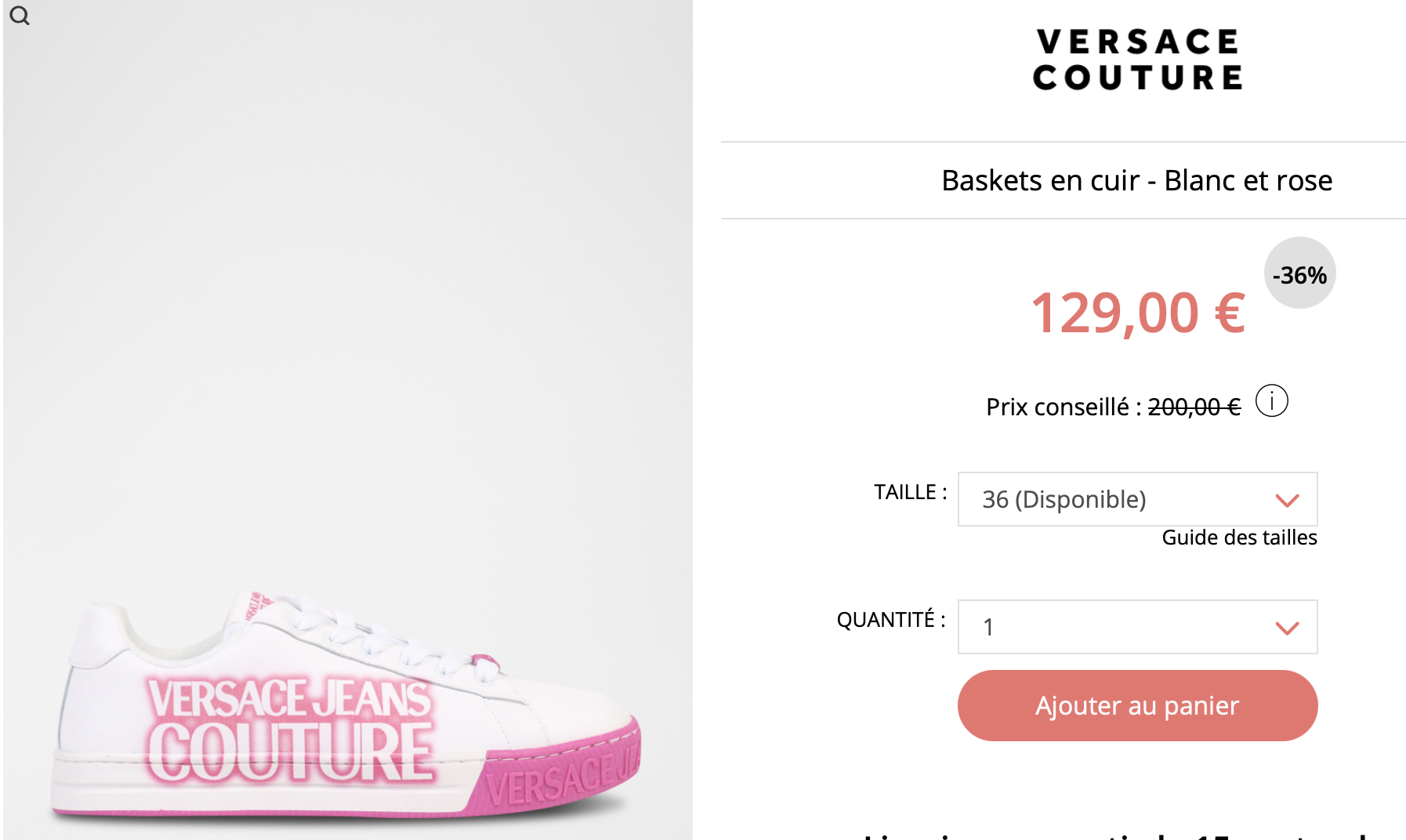 versace Baskets en cuir - Blanc et rose