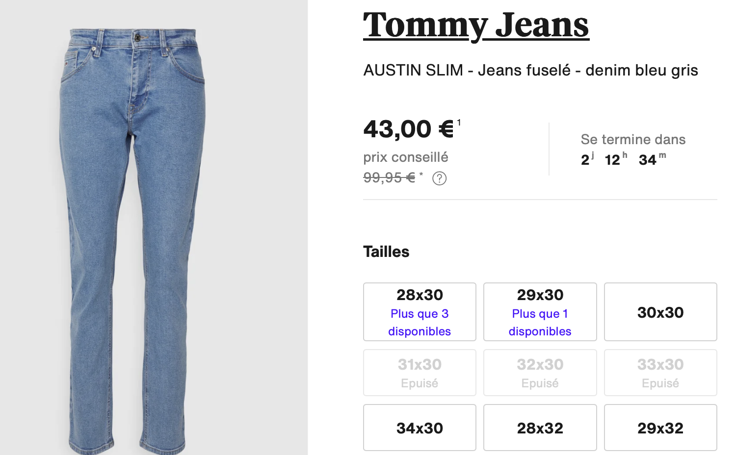 Tommie jeans AUSTIN SLIM - Jeans fuselé - denim bleu gris