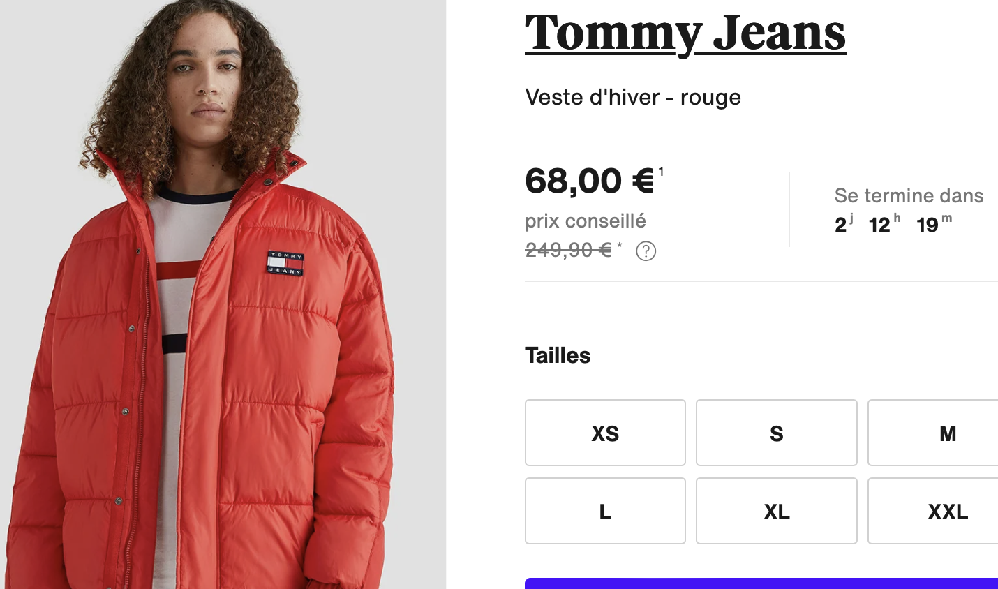 Tommy jeans Veste d'hiver - rouge