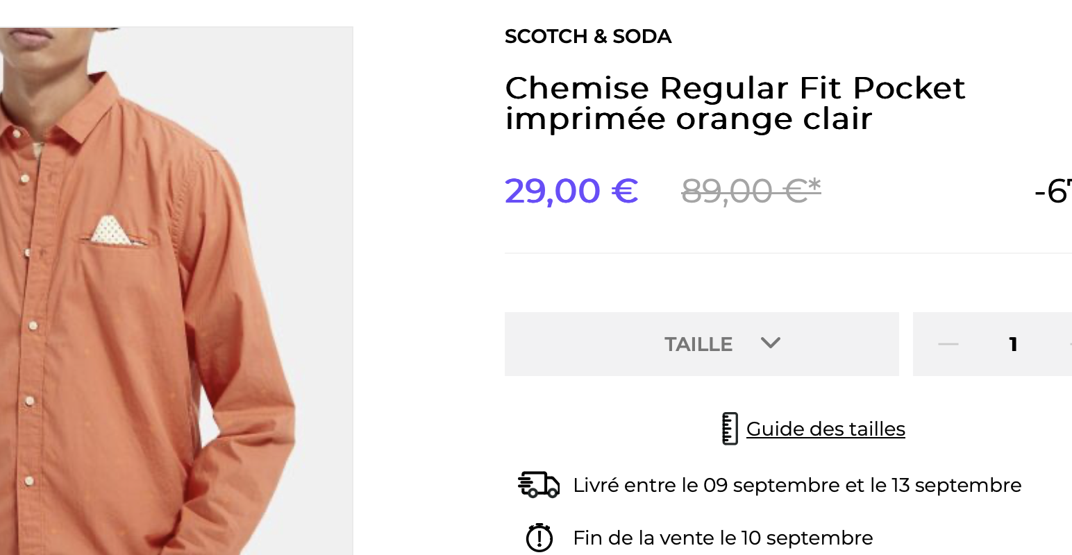 scotch&soda chemise regular fit pocket imprimee orange clair