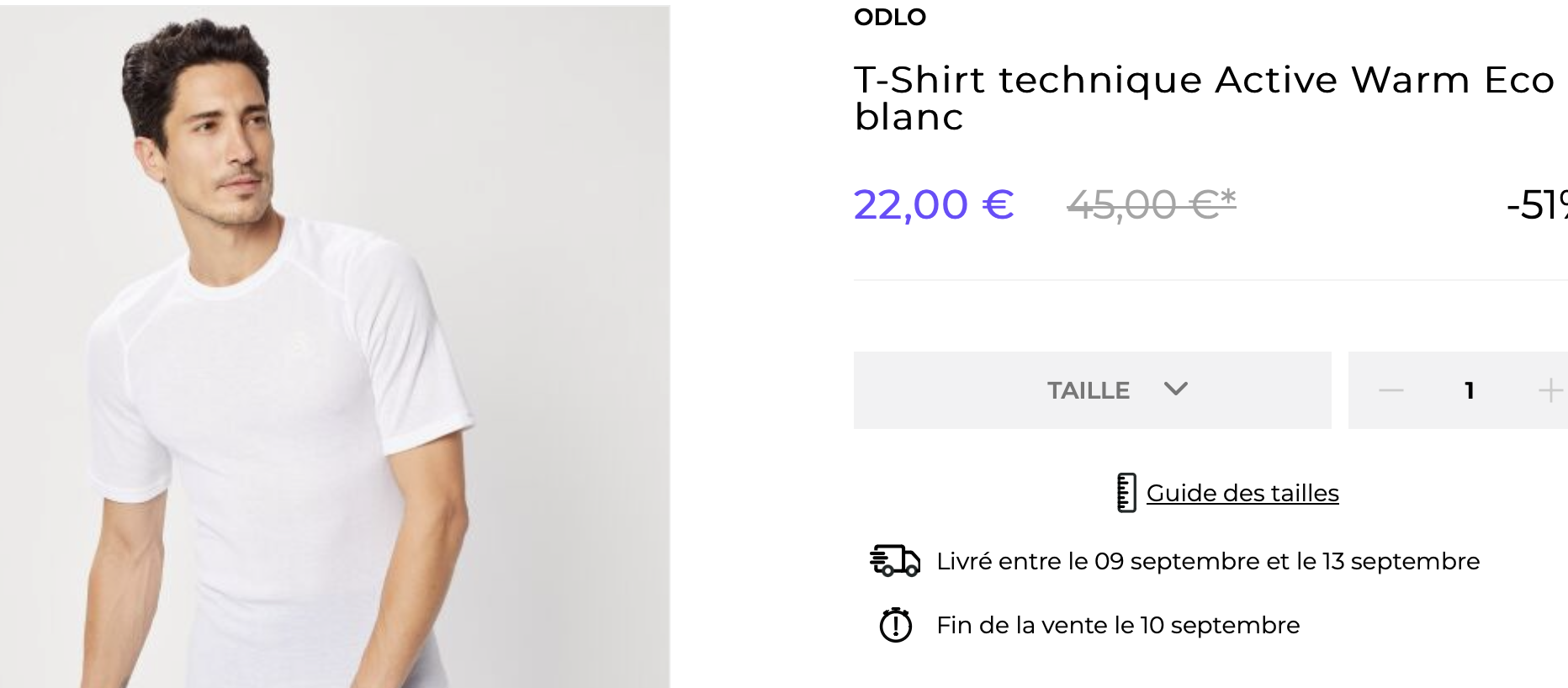 odlo t-shirt technique active warm eco blanc