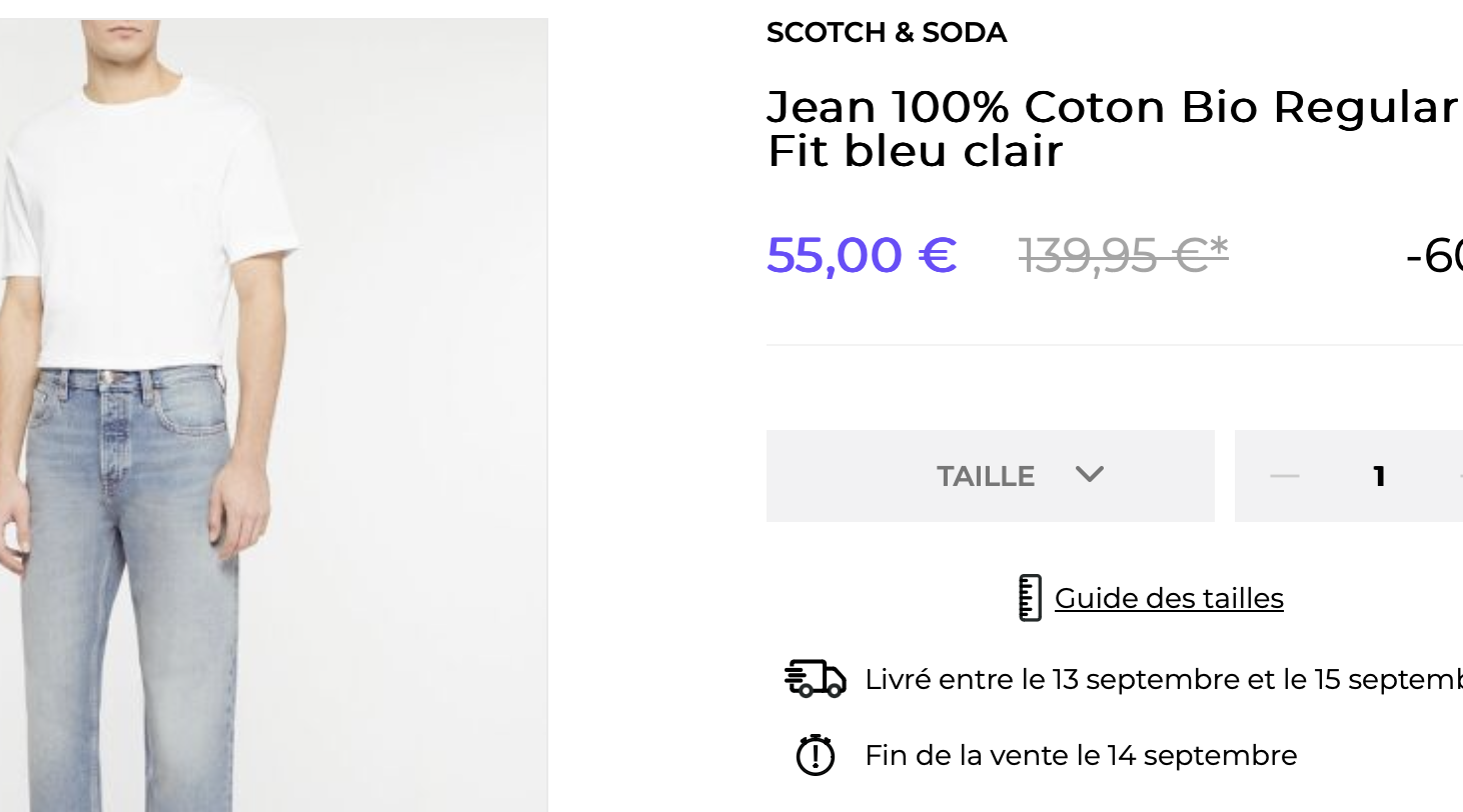 scotch&soda jean 100% coton bio regular fit bleu clair