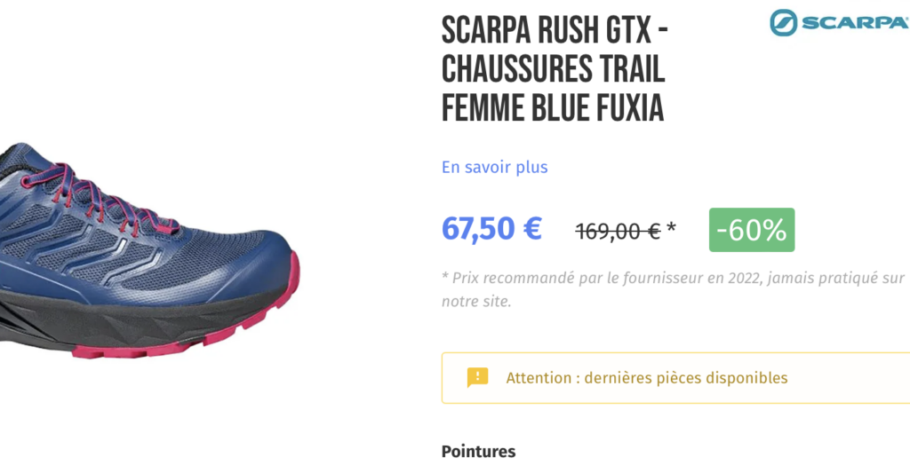 SCARPA RUSH GTX - CHAUSSURES TRAIL FEMME BLUE FUXIA