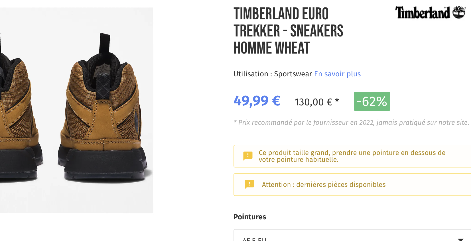 TIMBERLAND EURO TREKKER - SNEAKERS HOMME WHEAT