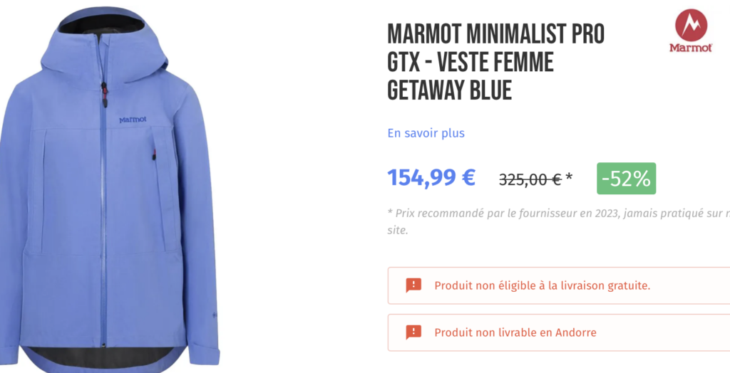 MARMOT MINIMALIST PRO GTX - VESTE FEMME GETAWAY BLUE