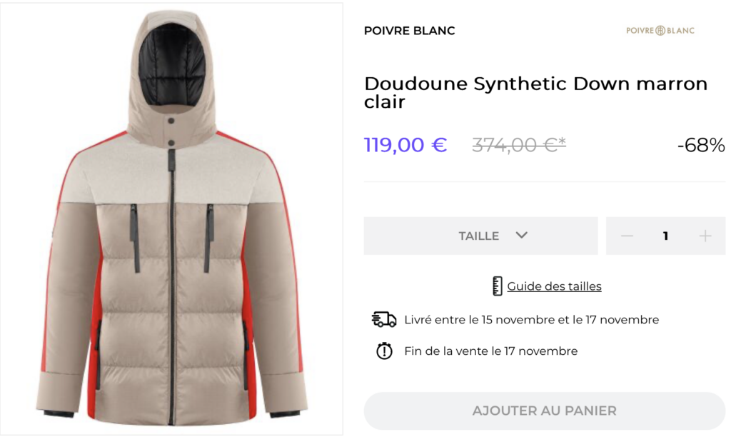 poivre blanc doudoune marron clair