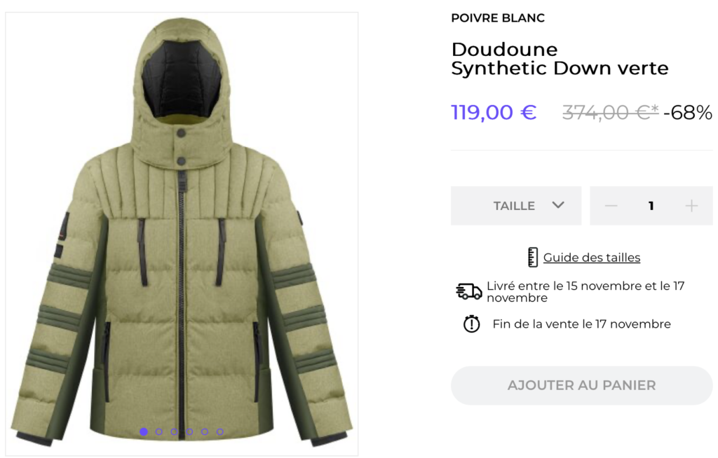 poivre blanc doudoune verte