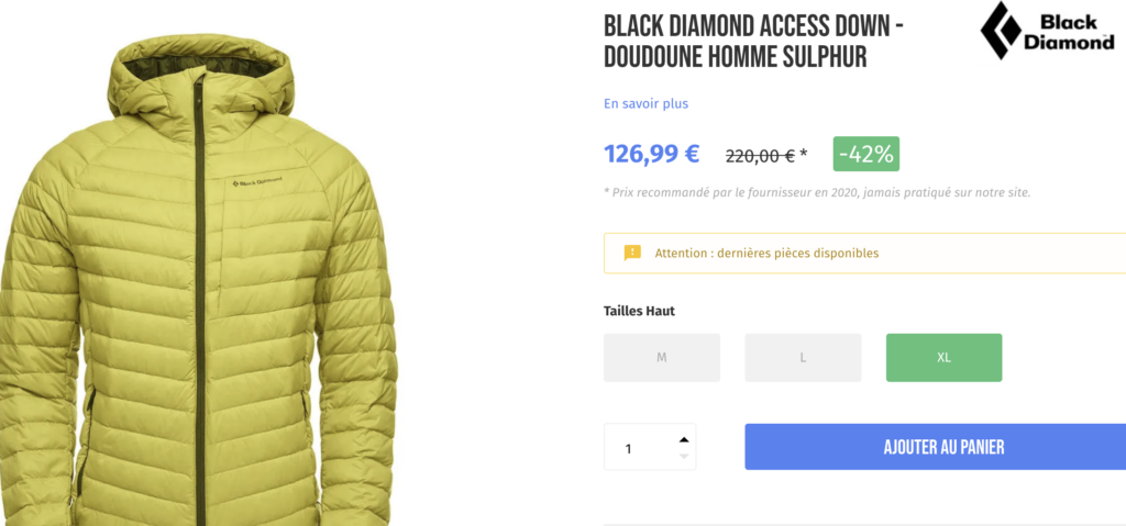 BLACK DIAMOND ACCESS DOWN - DOUDOUNE HOMME SULPHUR