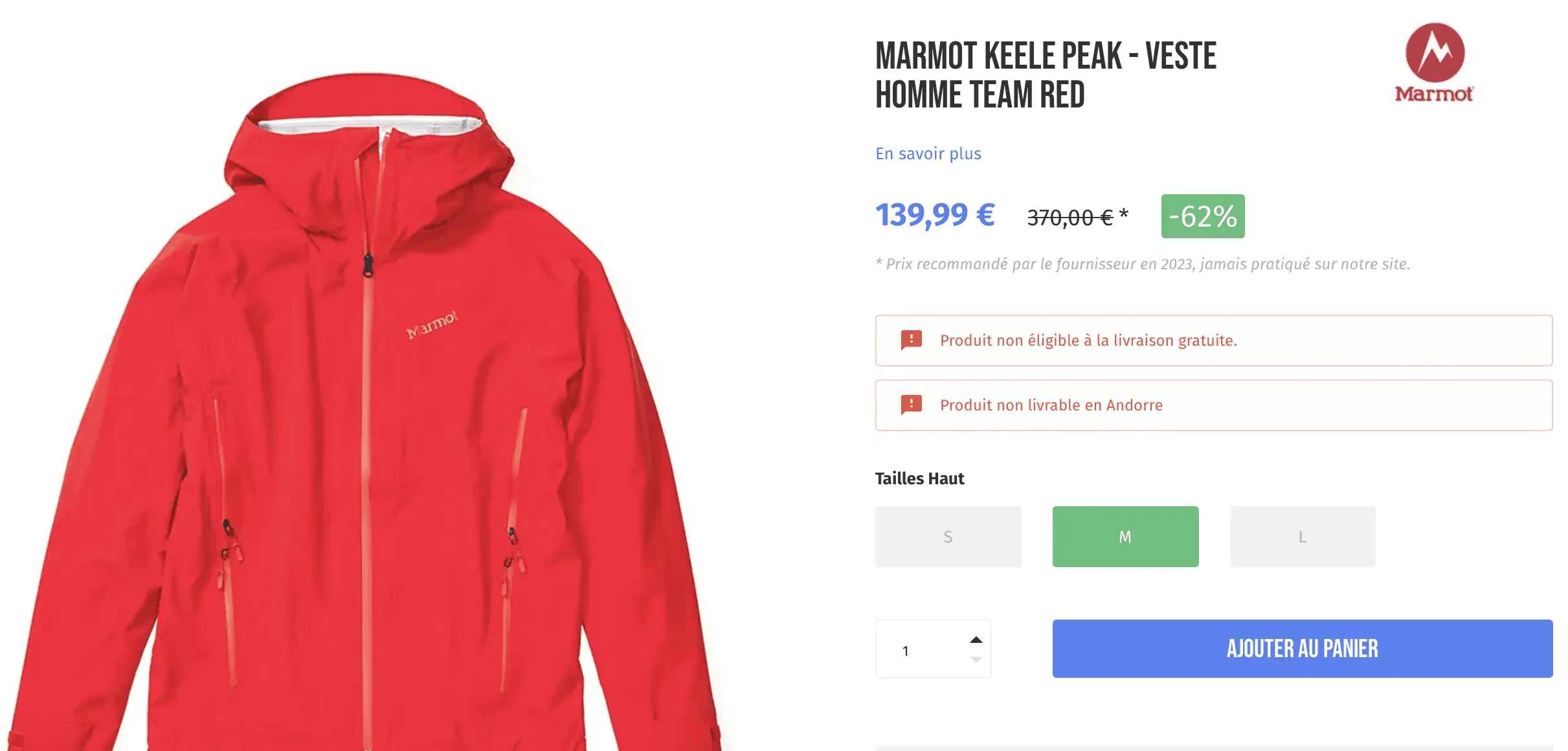 Marmot veste rouge
