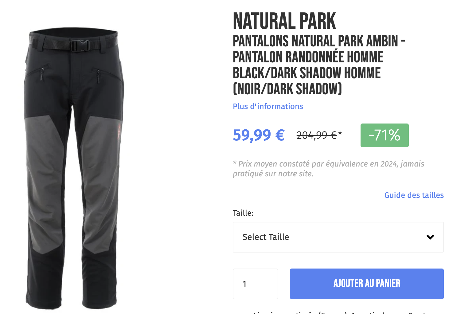 Natural park Pantalon randonnée Homme