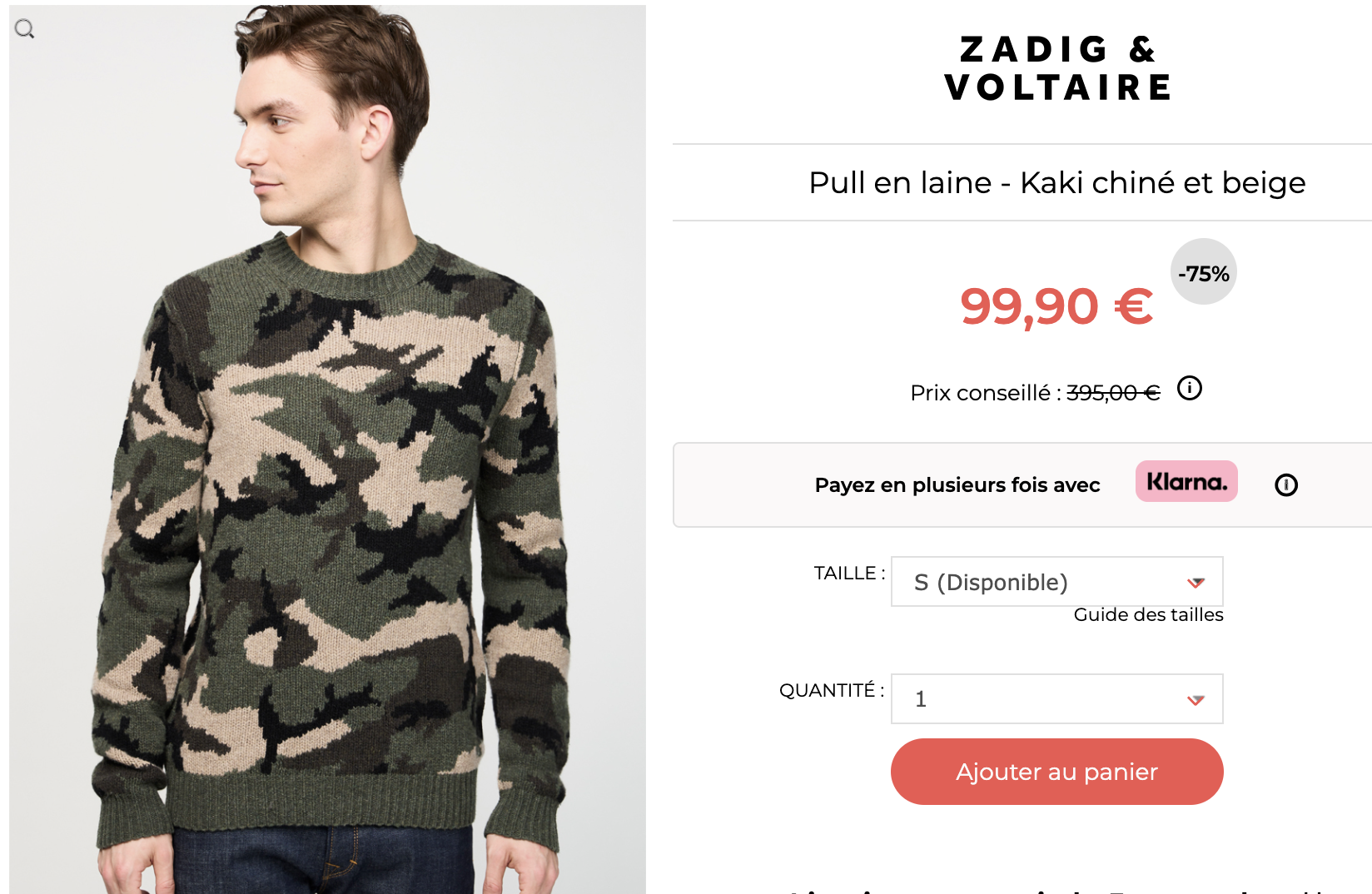 zadig & voltaire Pull en laine - Kaki chiné