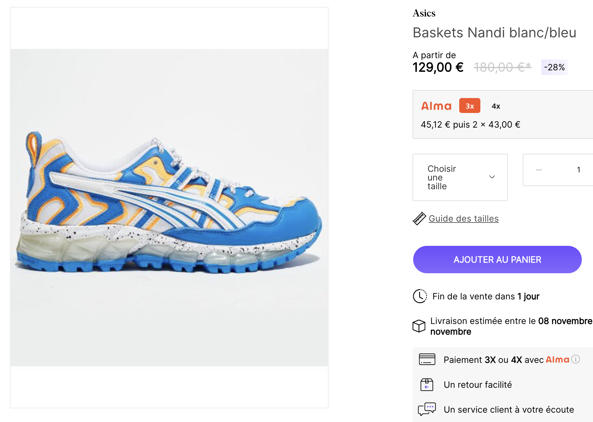 ASICS femme nandi blanc bleu