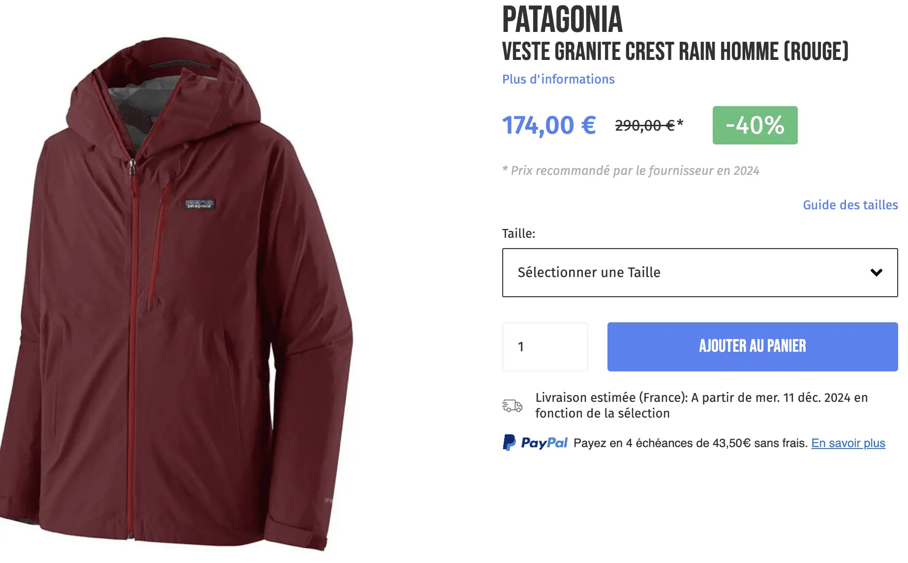 Patagonia Veste Granite Crest Rain privatesportshop black days