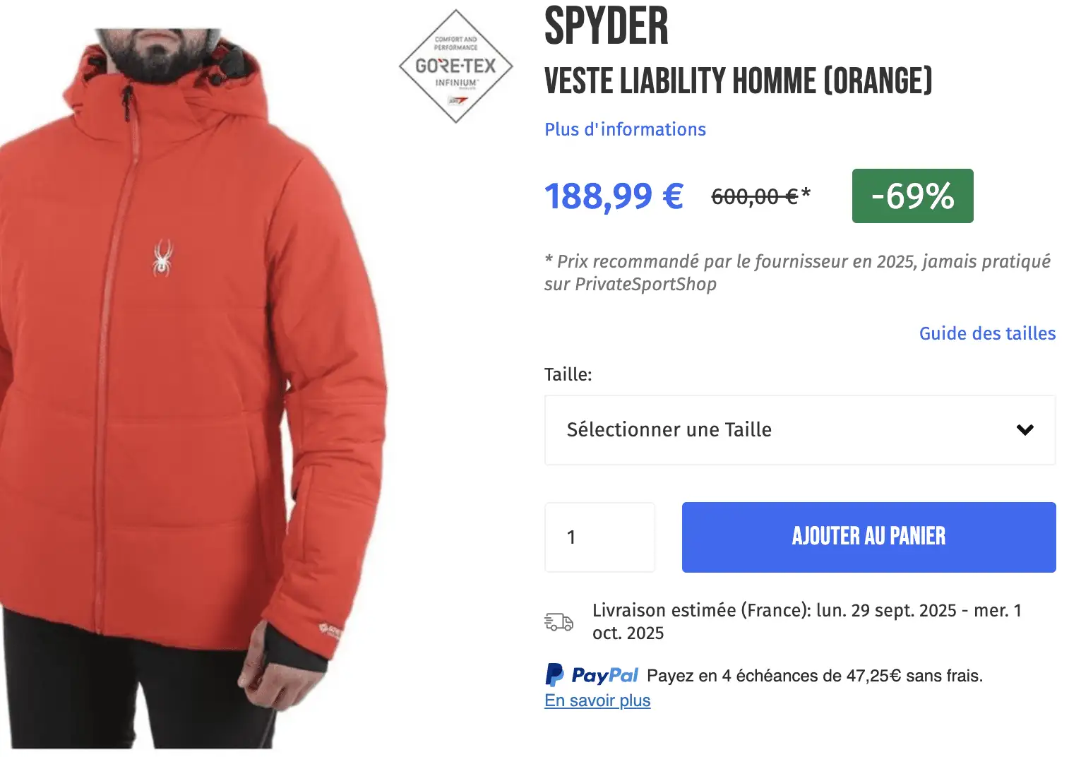 veste spider liability orange