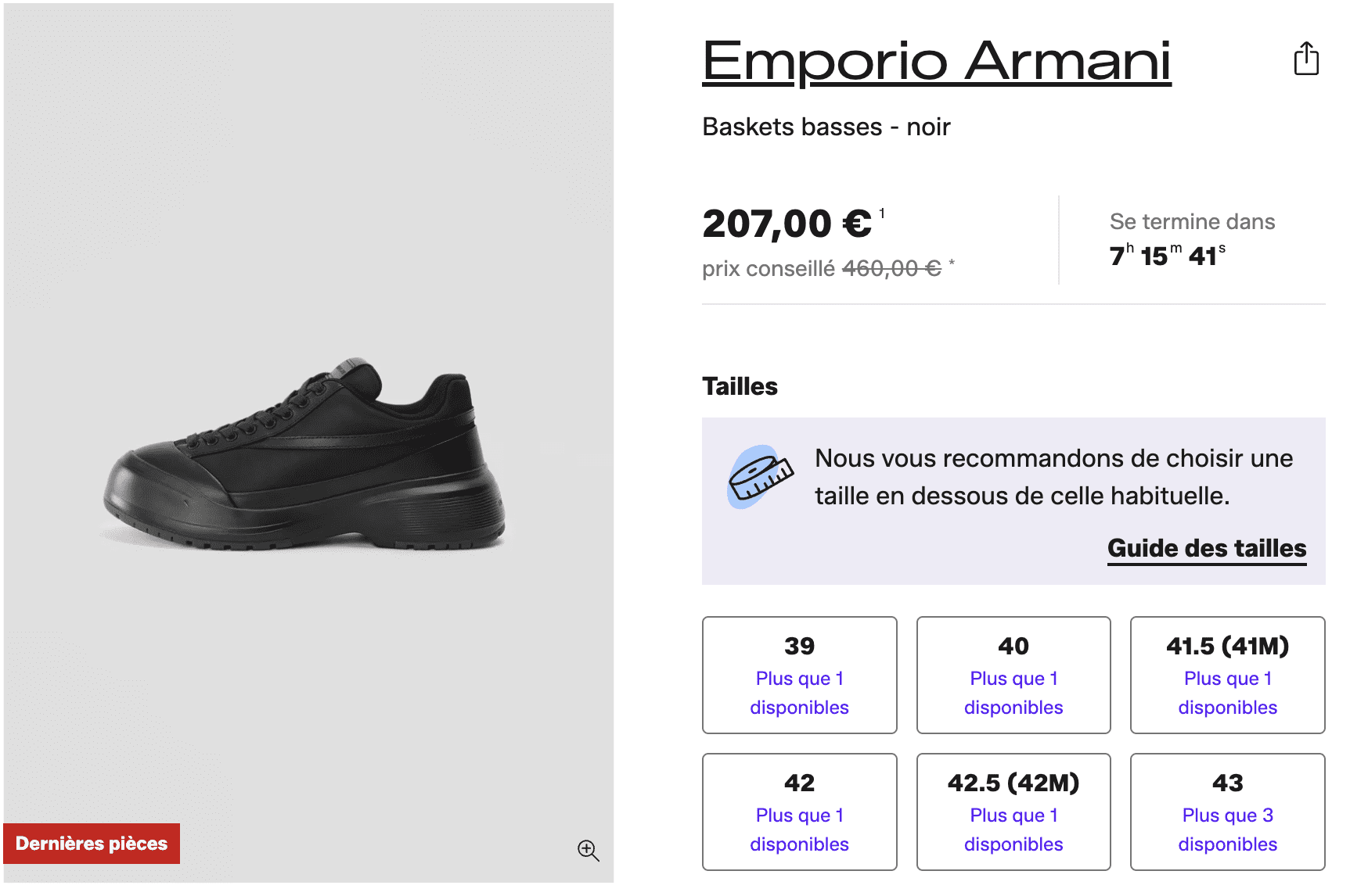 Emporio Armani baskets noires