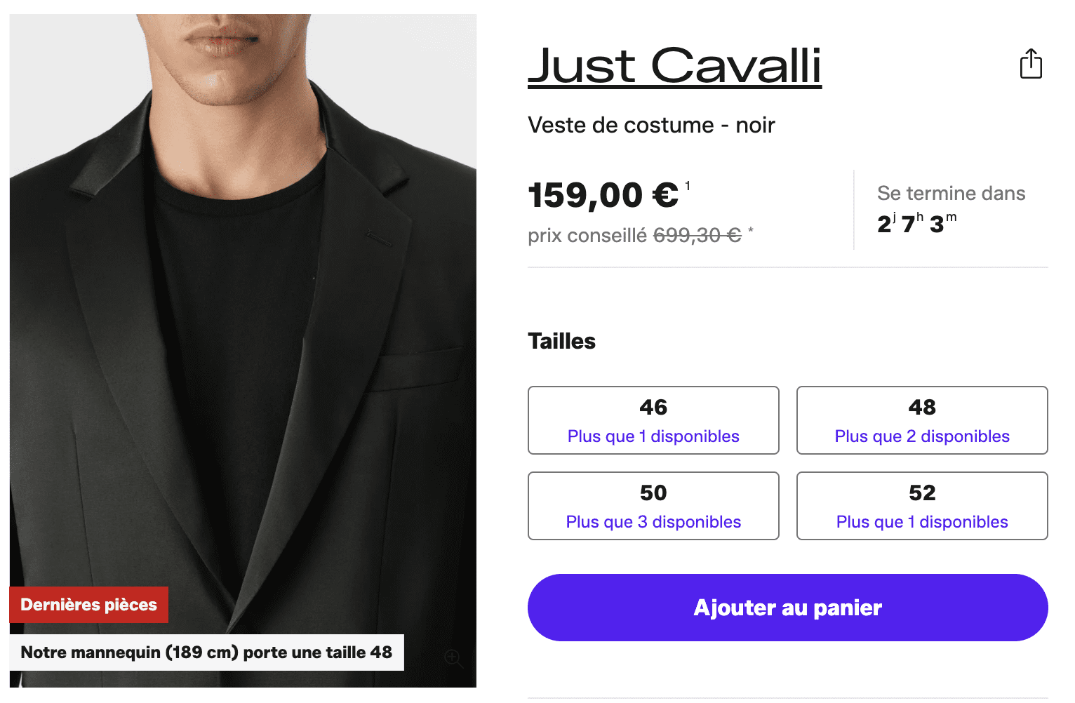 Cavalli costume veste noire